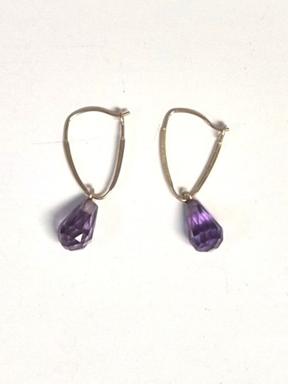 VTG 10K Gold Amethyst Drop Earrings Deadstock Fairycore Dainty Minimalist Boho